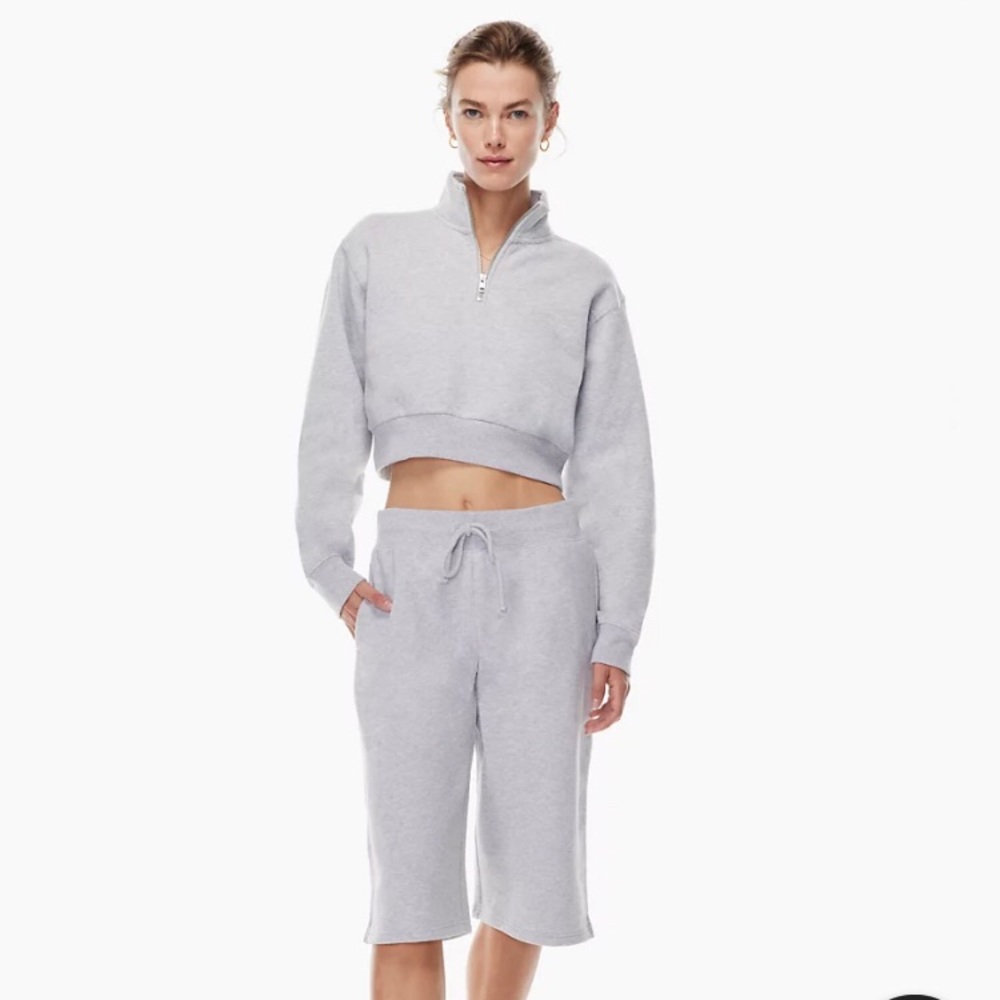 Aritzia TNA cozy fleece cropped sweatshirt quarter zip
